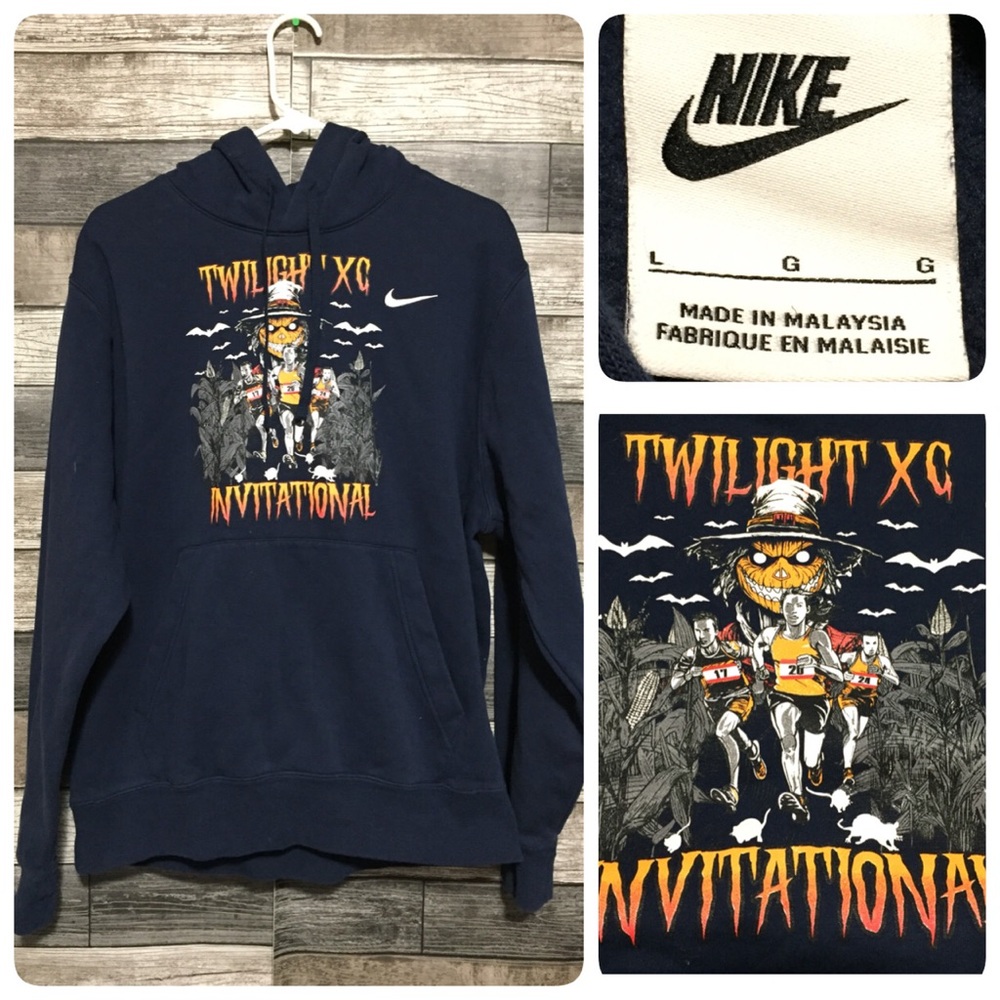 Nike Club Fleece Twilight XC Invitational Hoodie Men’s L Navy Blue Pullover